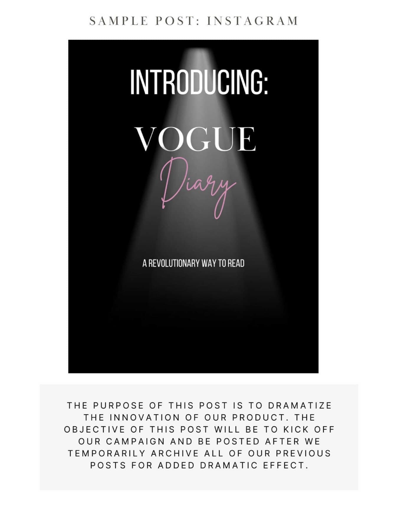 Sample Instagram post from the Vogue Diary strategy